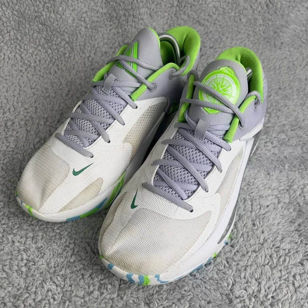 Nike Zoom Freak 4 Shoes Mens Size 9 White Green Basketball DJ6149-101 Sneakers